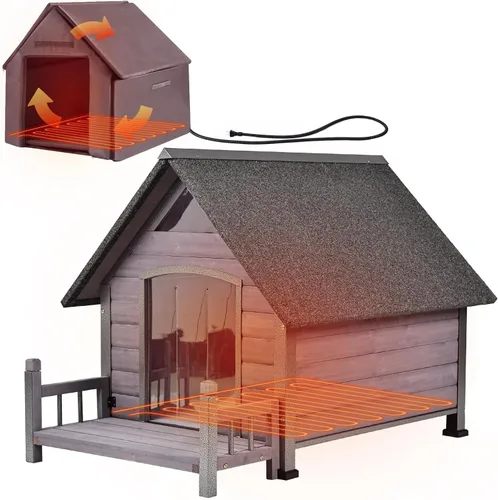 Vista 8 de Jaula de madera para perros para interiores y exteriores con marco de hierro antimasticación para perros pequeños, medianos y grandes, eleva