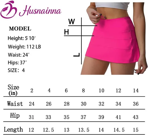 Vista 5 de Husnainna Falda pantalón plisada de cintura alta con bolsillos para tenis y golf para mujer, pantalones cortos incorporados para el entrenamiento