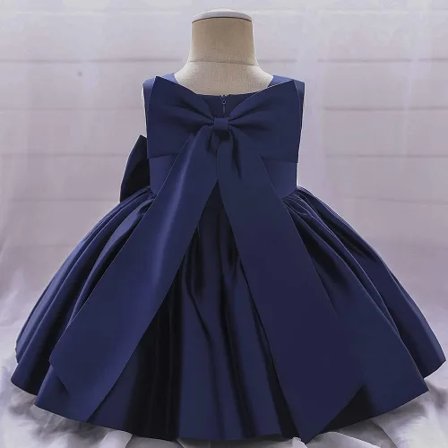 Vista 3 de 6M-8T - Vestido de fiesta de tutú para bebé, con lazo grande, para concurso de cumpleaños, para bautizo