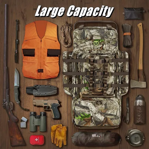 Vista 2 de TIDEWE Mochila de caza para hombres, paquete de marco externo 90L para caza Next Camo G2