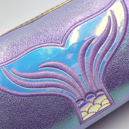 Vista 3 de Bolsa de cosméticos holográfica, organizador de artículos de tocador de viaje, bolsa de almacenamiento de sirena, estuche de, Azul