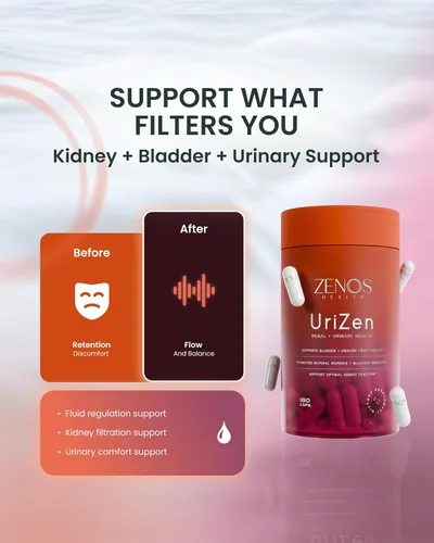 Vista 3 de Zenos Health UriZen Suplemento de apoyo renal, salud del tracto urinario para mujeres, disolvente de cálculos renales y rompepiedras, suplementos