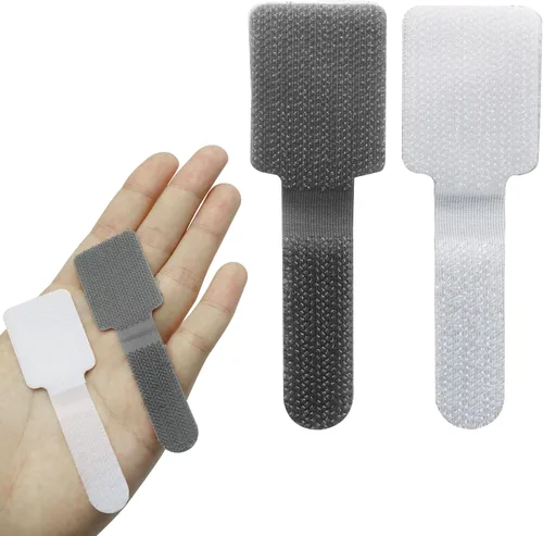 Vista 7 de 80 bridas de gancho y bucle, correas autoadhesivas de gancho y bucle, organizador de cables con parte trasera adhesiva, soporte ajustable