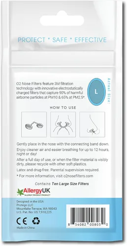 Vista 7 de Filtros de nariz O2 con filtración 3M, pantallas nasales para alergias, polvo y humo, filtros nasales sin drogas y sin látex, protección invisible
