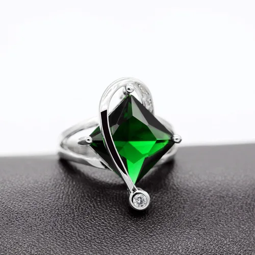 Vista 4 de Uloveido T295 - Juego de collar, anillo y aretes con topacio de cristal cuadrado grande
