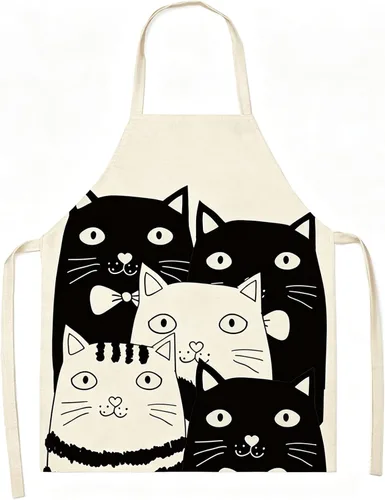 Vista 10 de Delantal de gato lindo delantal de cocina para mujeres y hombres, delantales divertidos para cocinar, hornear, pintura, jardinería y fiesta