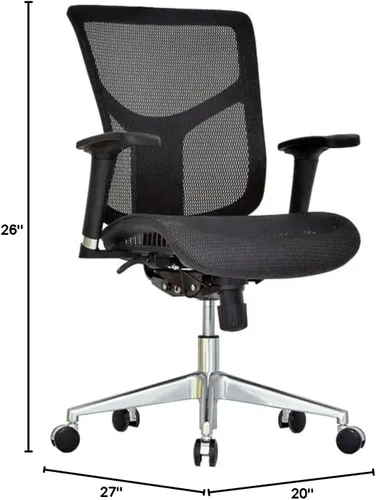 Vista 2 de Silla de oficina ergonómica de malla Dreem II Serie de malla, malla negra, base cromada (sin reposacabezas)