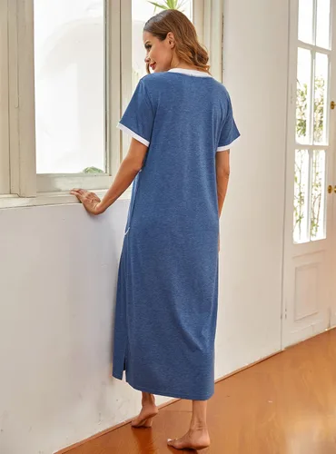 Vista 4 de Ekouaer Loungewear - Camisón largo para mujer, ultra-suave, con bolsillo