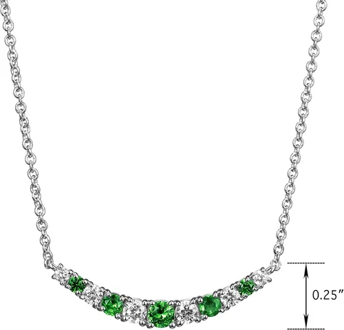 Vista 5 de Tienda Collection 0.22 cttw Lab Grown Diamond and Gemstone 925 Sterling Silver Curved Cluster Bar Pendant Necklace (H-I Color, I1 Calarity)