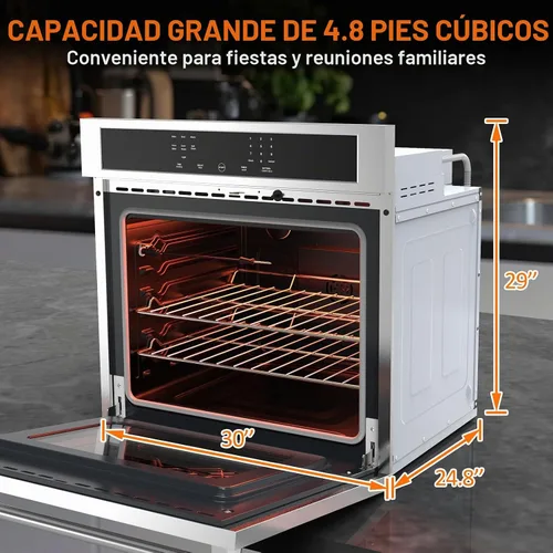 Vista 2 de LinTimes Acero inoxidable 30 "Control táctil Horno incorporado HEW3001 - Cajón de microondas, Encimera de microondas, Horno de panel táctil