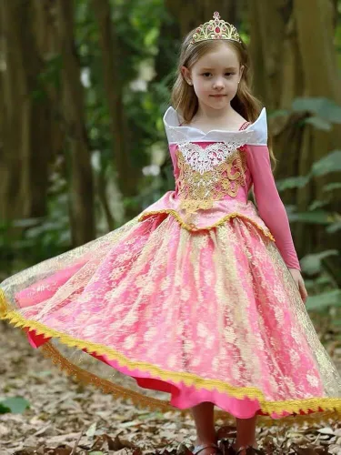 Vista 3 de Aoiviss Disfraz de princesa Aurora para dormir para niñas, ropa de cosplay