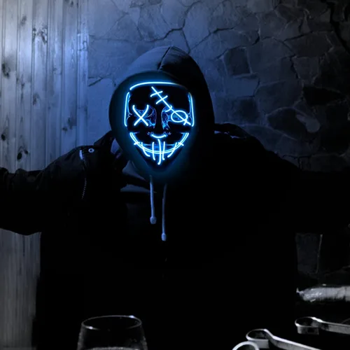 Vista 5 de Halloween LED Mask Light Up Mask Glow in The Dark Cosplay EL Wire Halloween Festival Party Supplies for Adults