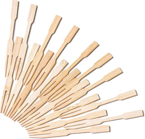 Vista 25 de PuTwo palillos de cóctel hechos a mano 300 unidades palillos de cóctel de bambú natural con cuentas cúbicas en los extremos, ecológicos, pinchos