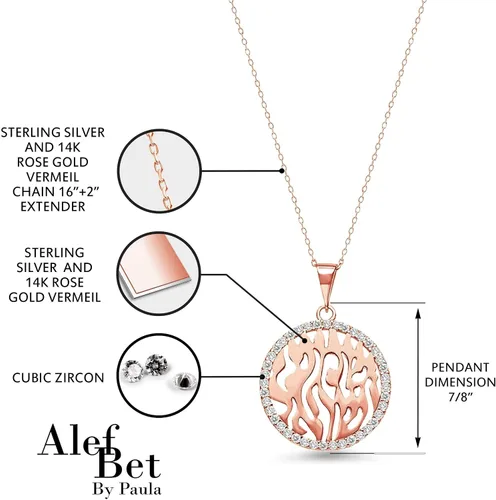 Vista 8 de Alef Bet by Paula Shema Israel Hebrew Prayer Blessing Necklace for Women