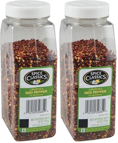Vista 6 de Spice Classics Pimiento rojo triturado, 12 oz – Un recipiente de 12 onzas de hojuelas de chile rojo secas y trituradas, excelente para pizza, sopa