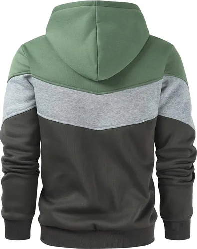 Vista 3 de Gesean Sudadera con capucha, de manga larga, para hombre, diseño de bloque de color, estilo informal, con bolsillo