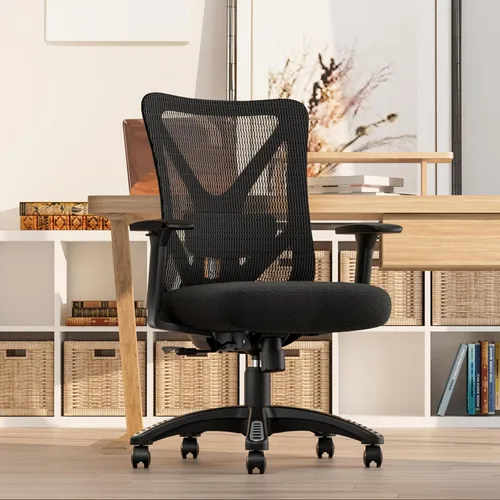 Vista 2 de Silla de oficina ergonómica, sillas de escritorio de malla para computadora con soporte lumbar ajustable, reposabrazos 3D, función de inclinación