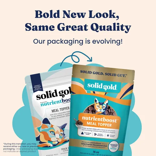 Vista 3 de Solid Gold NutrientBoost™ - Complementos para Comida de Gatos con Alto Contenido de Proteínas y Aderezo para Comidas & Golosinas Crujientes