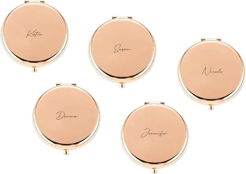 Vista 3 de Espejo compacto personalizado, espejo personalizado con nombre, propuesta de dama de honor, espejo de bolsillo grabado (5)