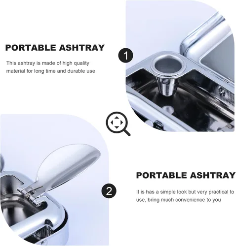 Vista 4 de Cenicero de bolsillo, mini cenicero portátil de metal con tapa, para eliminar cigarrillos, cenizas, cigarrillos, contenedor para el hogar, oficina