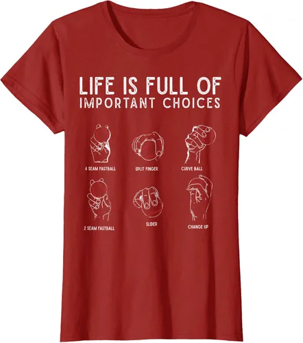 Vista 78 de Tipos de béisbol Pitches Life Choices Jugador Camiseta