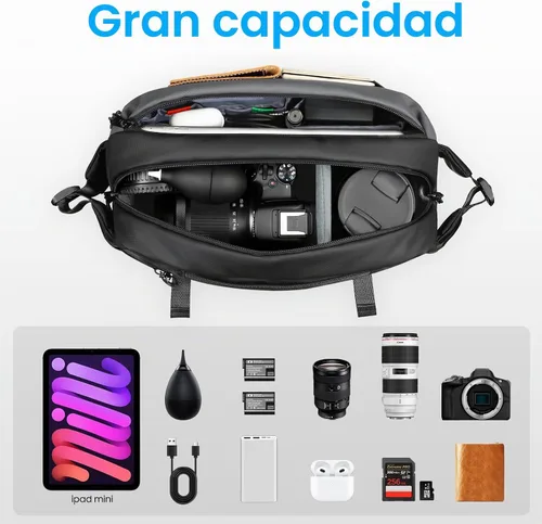 Vista 2 de FINTIE Bolsa bandolera para cámara con trípode para cámaras DSLR SLR sin