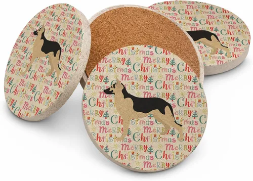 Vista 57 de AIDI Atlas Mountain Dog Merry Christmas - Posavasos grandes de piedra arenisca, paquete de 4