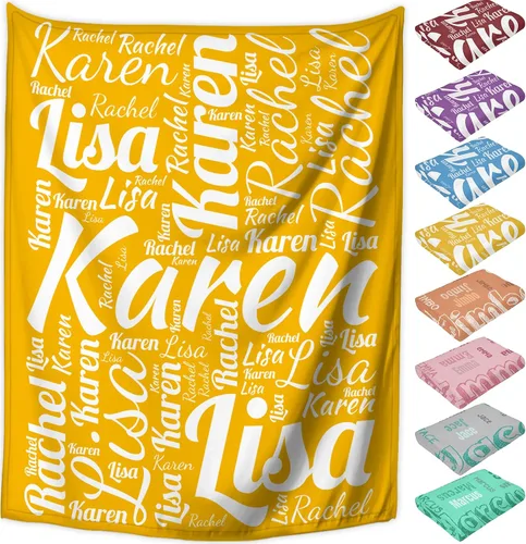 Vista 40 de Manta personalizada con nombre, mantas de franela personalizadas para bebés, niños y adultos con nombre, regalo de Navidad, cumpleaños, día de San