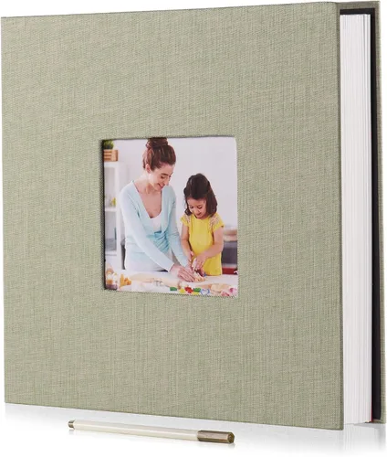 Vista 28 de HoneyTolly Álbum de fotos autoadhesivo para fotos de 4 x 6 imágenes, cubierta magnética de lino, 15 hojas/30 páginas en blanco para bodas Beige claro