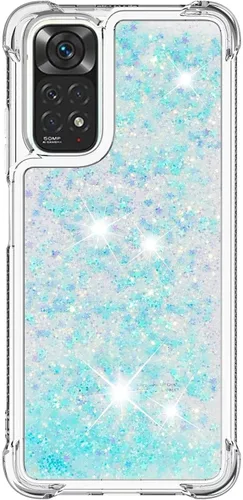 Vista 61 de Funda de silicona transparente con purpurina para Xiaomi Redmi A1 Bling Liquid Clear Star Heart Silicone Bumper a prueba de golpes, funda Azul