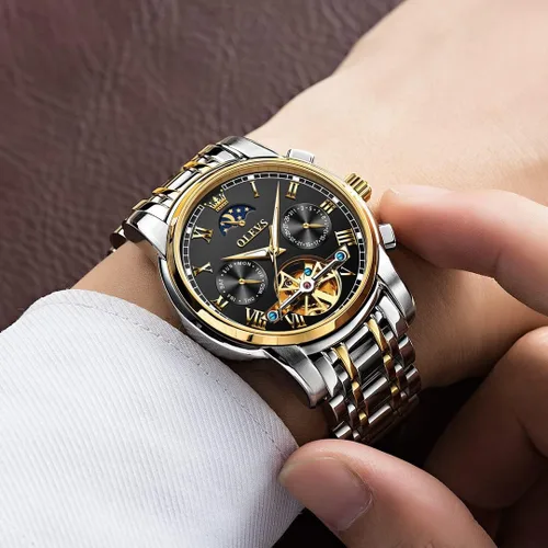 Vista 33 de OLEVS Relojes automáticos para hombre, esqueleto mecánico, de lujo, a la moda, reloj de pulsera luminoso impermeable