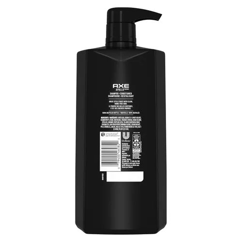 Vista 2 de AXE Wash & Care Champú y acondicionador 2 en 1 Apollo Wash & Care 4 unidades para un cabello limpio y fuerte, salvia y madera de cedro, botella 100%