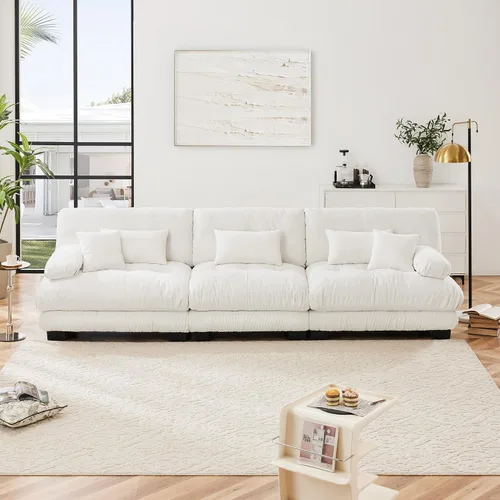 Vista 74 de Otomana beige para sofá modular modular, sofá individual, asiento otomano para sofá modular convertible, sofás de terciopelo para sala de estar