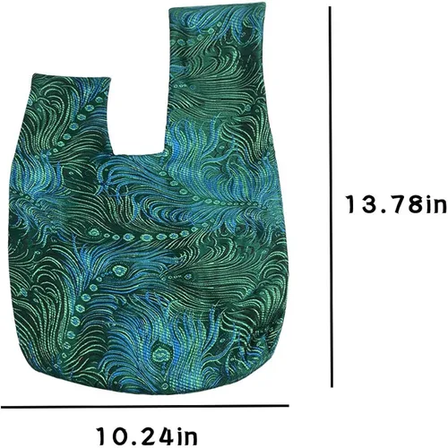 Vista 8 de BAR AUTOTECH - Bolsa de muñeca de algodón con patrón japonés y manga con nudos, bolsa portátil de lona, regalo para niñas, niños, esposa, mujeres