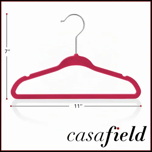Vista 5 de Casafield 50 perchas de terciopelo para bebé, tamaño de 11 pulgadas para ropa de bebés y niños pequeños, color rosa
