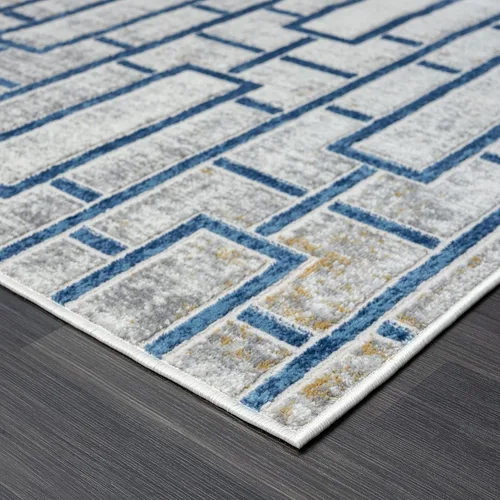 Vista 5 de Abani Atlas - Alfombra rectangular de 4 x 6 pies, color azul/gris, duradera, no desprende pelusa, fácil de limpiar