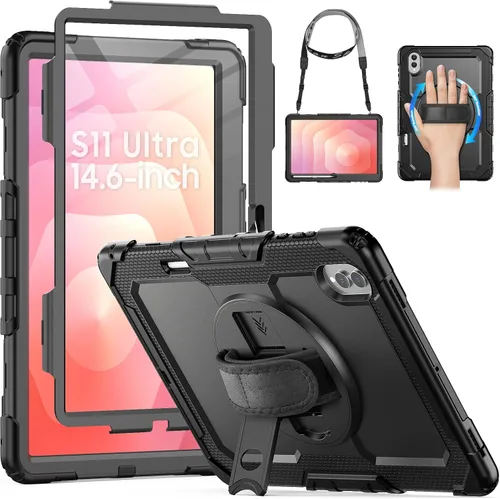 Vista 11 de HXCASEAC Funda para Samsung Galaxy Tab S11 (2025) de 11 pulgadas, diseño a prueba de golpes con protector de pantalla/correa de mano/soporte para S