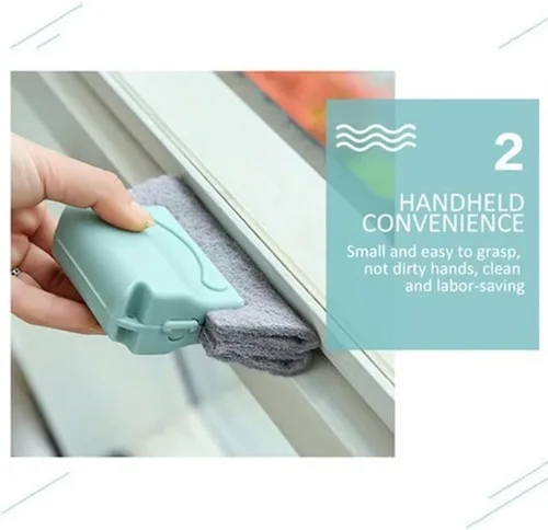 Vista 3 de Juego de cepillos mágicos de limpieza de ranuras de ventana, 3 piezas, verde, beige/gris, cerdas de plástico, material de plástico, baldosas