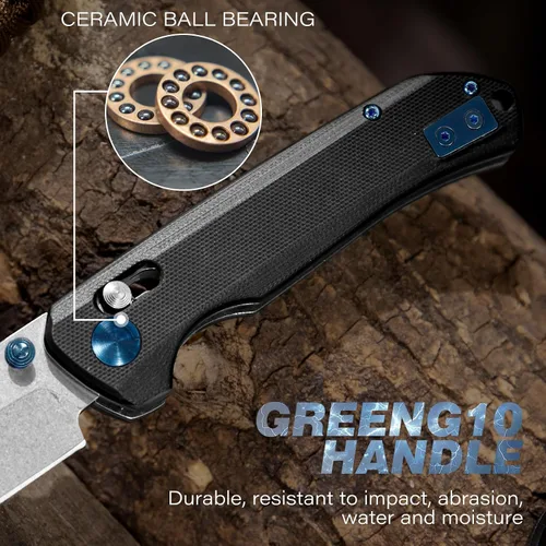 Vista 3 de Dispatch Axis Lock - Cuchillo de bolsillo plegable con clip, hoja de punta de gota de acero D2 de 3.46 pulgadas y mango G10, cuchillos de bloqueo