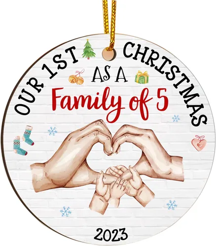 Vista 13 de Gossby Adorno de Navidad acrílico para la familia de 3 – Adorno de madera para la primera Navidad del bebé – Nuestra primera Navidad como familia