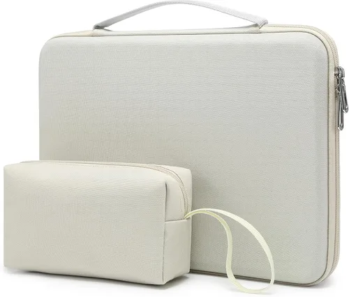 Vista 13 de HYZUO Funda rígida para portátil de 15-16 pulgadas para MacBook, color Beige