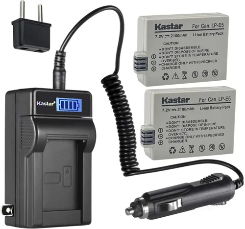 Vista 5 de Kastar LP-E5 LCD AC cargador de batería compatible con Canon LC-E5 LC-E5 LC-E5E cargador, Canon EOS Rebel XSi, EOS Rebel XS, EOS Rebel T1i, EOS