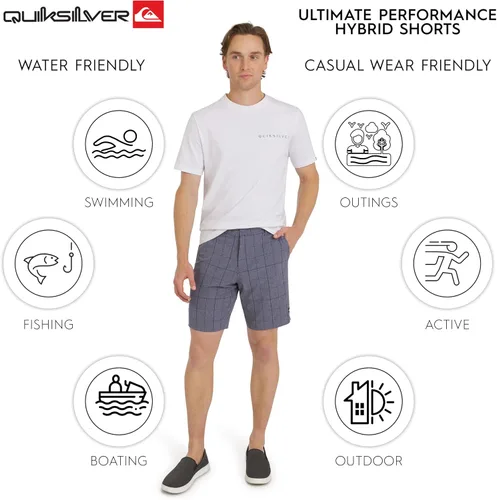 Vista 3 de Quiksilver Men's Regular Fit Fixed Waist Water Friendly Active Hybrid Shorts