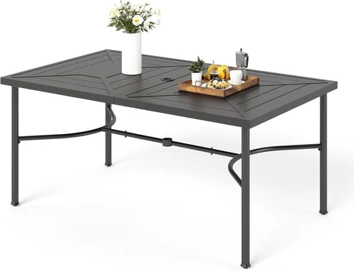 Vista 11 de MFSTUDIO Mesa de bistró cuadrada de 37" para el patio, mesa de comedor, muebles de exterior, mesa de jardín, imitación de superficie de madera