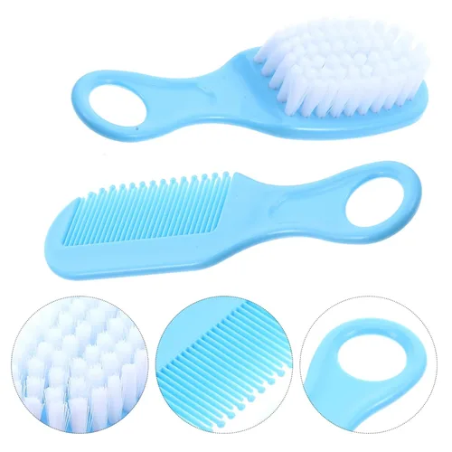 Vista 3 de EXCEART Juego de cepillo y peine para el pelo del bebé, cepillo de masaje para el cuero cabelludo para recién nacidos y niños pequeños, 1 juego