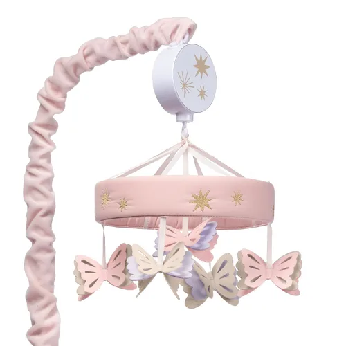 Vista 17 de Lambs & Ivy Baby Blooms Pink Butterfly Musical Baby Cuna Móvil Chupete Juguete