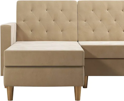 Vista 7 de CosmoLiving by Cosmopolitan Liberty - Futón de terciopelo marfil