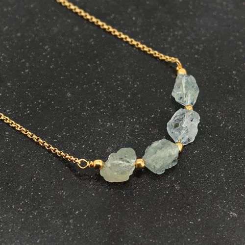 Vista 3 de Gempires Natural Raw Bar Crystals Pendant Necklace Handmade Jewelry 22 inch Adjustable Chain