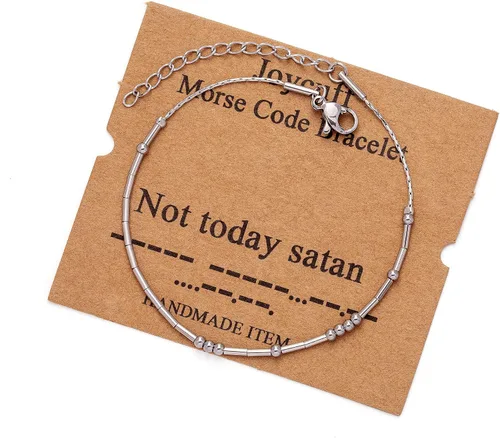 Vista 54 de JoycuFF Pulseras inspiradoras de código morse para mujeres, cuentas de plata, joyería con mantra de motivación, regalos para ella