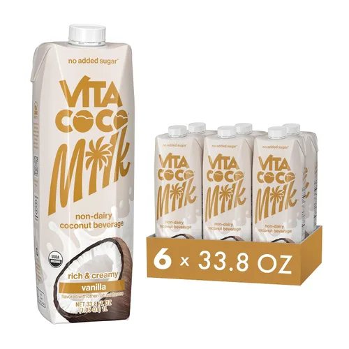 Vista 10 de Vita Coco Leche de coco orgánica original, a base de plantas, alternativa a la leche sin lácteos, sin gluten, sin soja y sin azúcar, complemento